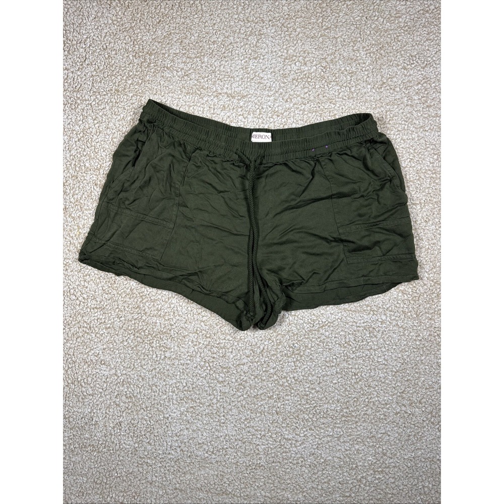 Merona Pull String Stretch Waist NWT XXL size Green Flat Short Womens